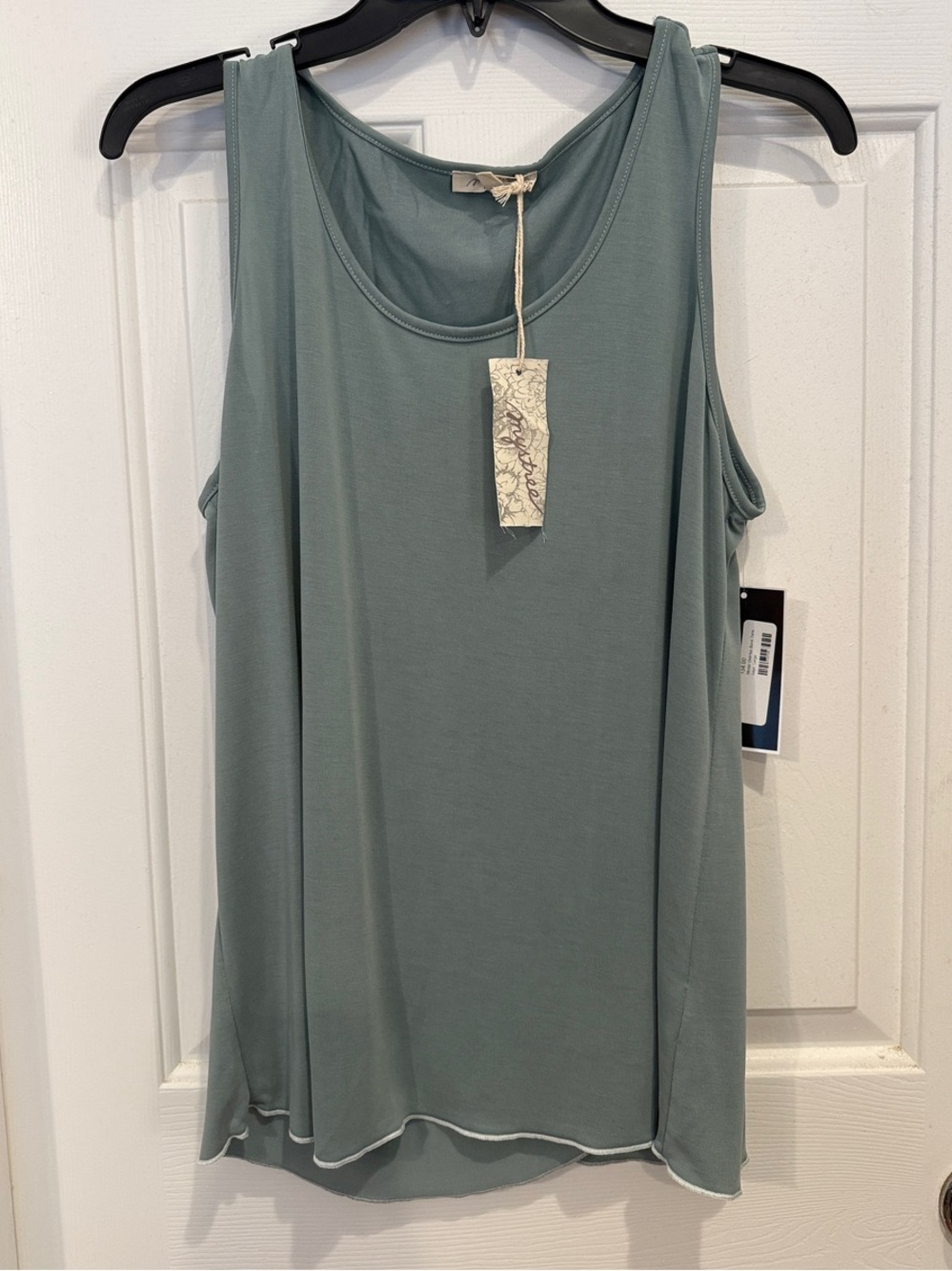 Mystree Sleeveless Scoop Neck Tank in Sage Green